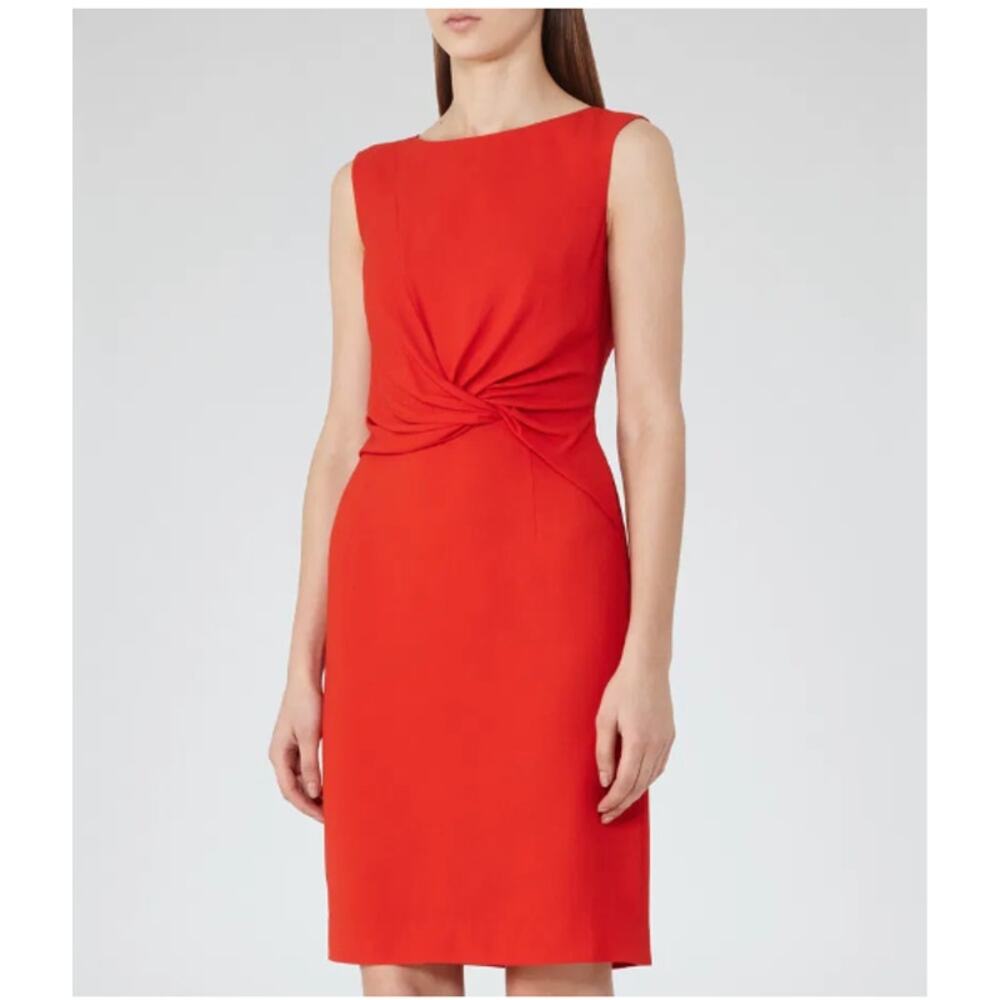 REISS Erica Cherry Red Twist Front Dress in Cherry Red - US Sz 8 - Like New